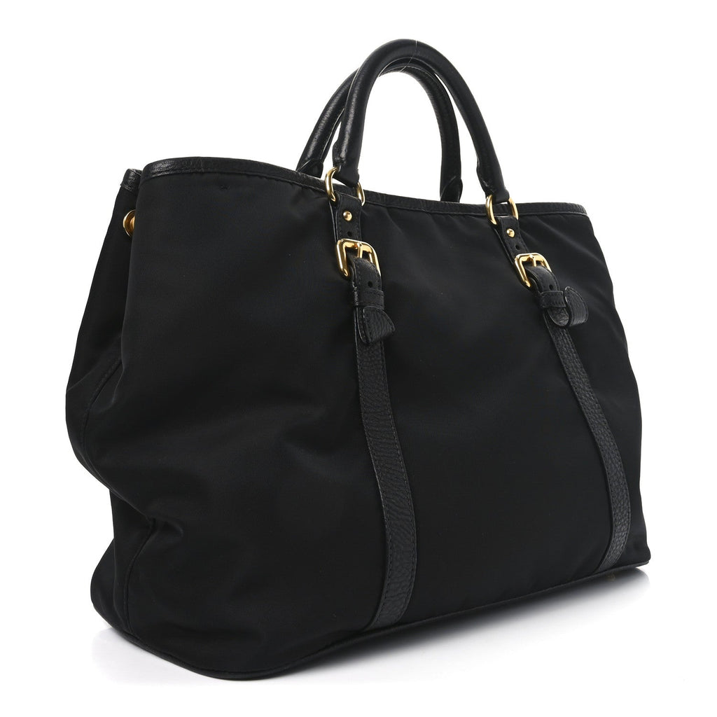 Prada Tessuto Nylon Soft Calf Small Tote Black