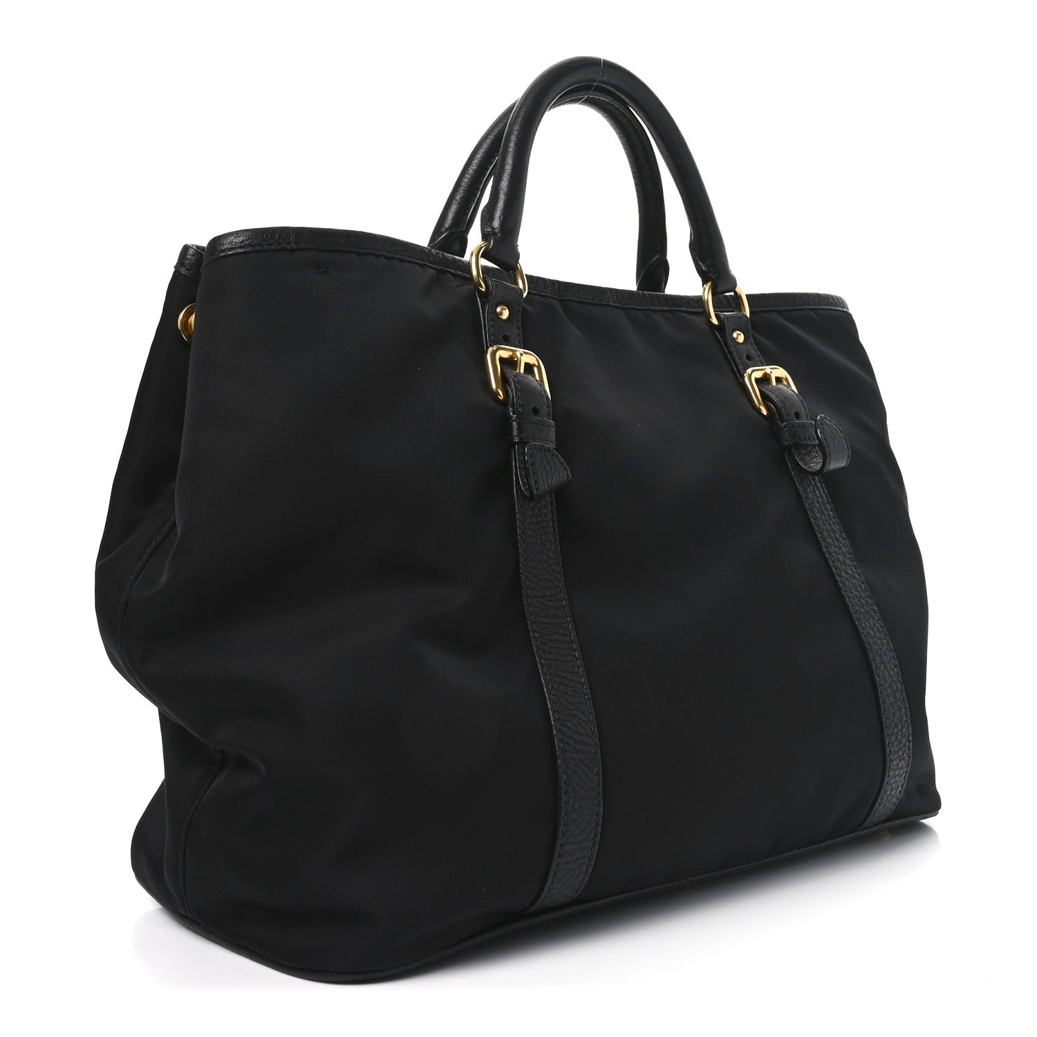 Prada Tessuto Nylon Soft Calf Small Tote Black