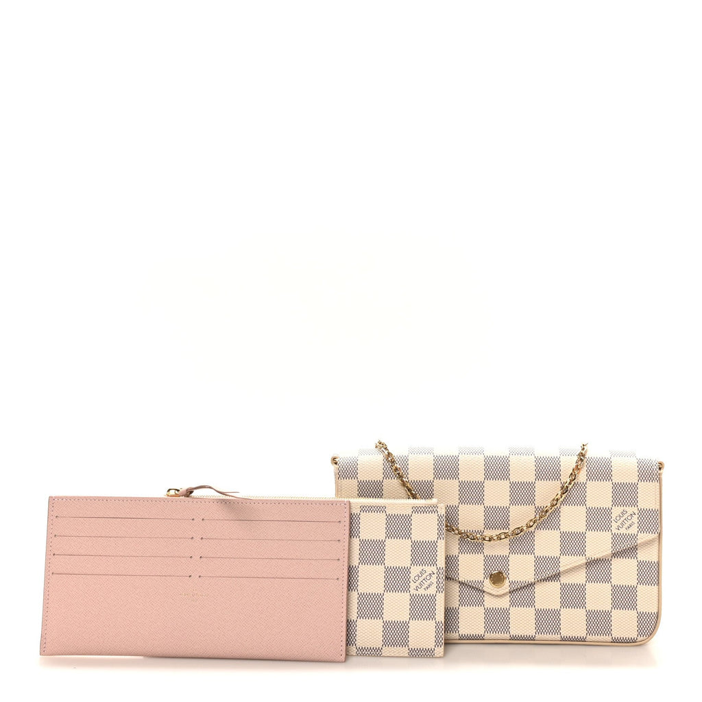 Louis Vuitton Damier Azur Pochette Felicie Chain Wallet Rose Ballerine