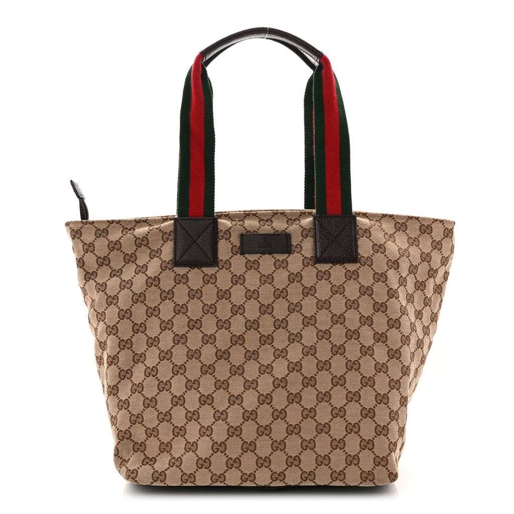 Gucci GG Monogram Large Web Handle Bucket Tote Dark Brown