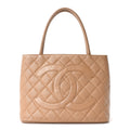 Chanel Caviar Quilted Medallion Tote Beige