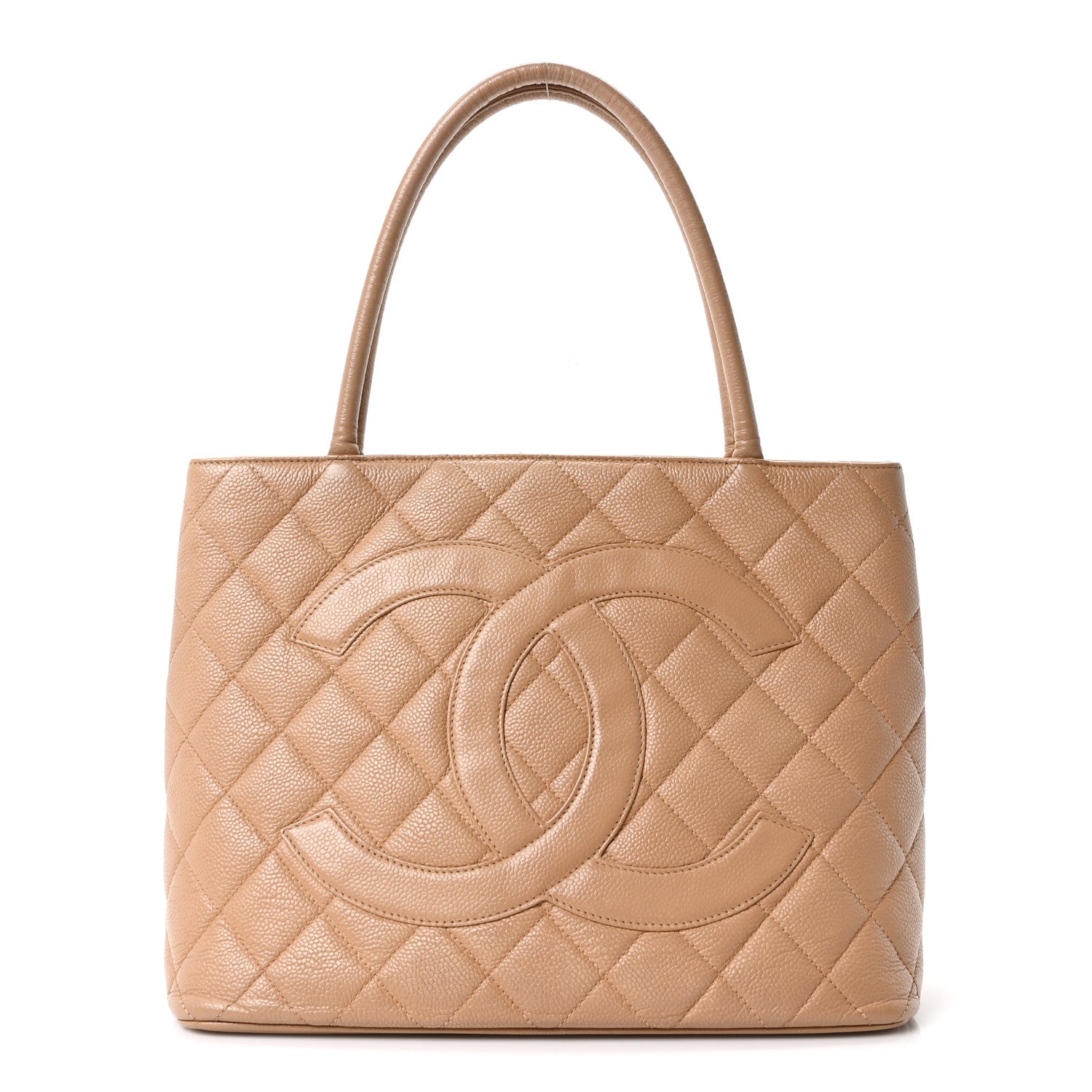 Chanel Caviar Quilted Medallion Tote Beige