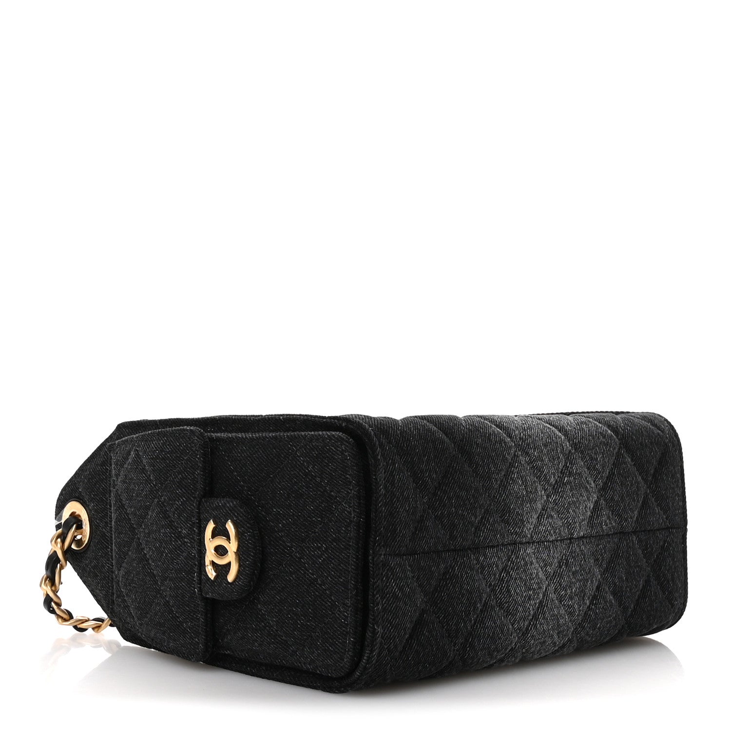 Chanel Washed Denim Quilted Mini Chanel 25 Handbag Black