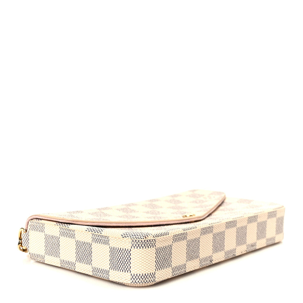 Louis Vuitton Damier Azur Pochette Felicie Chain Wallet Rose Ballerine