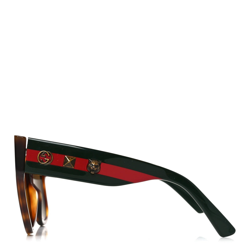 Gucci Acetate Square Frame Web Sunglasses GG0059S Tortoise