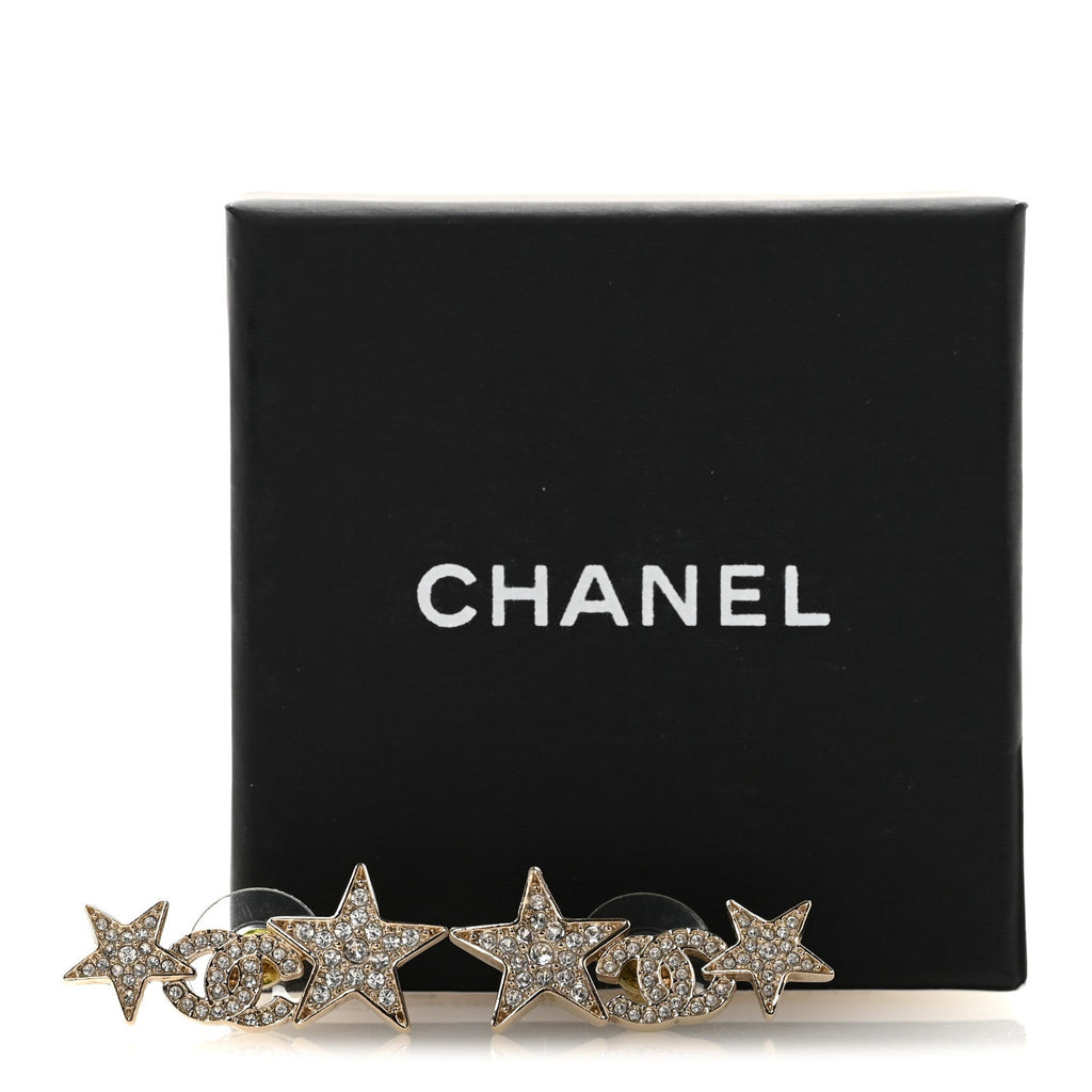 Crystal Star CC Earrings Gold