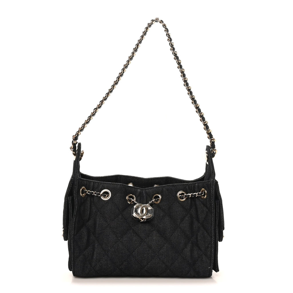 Chanel Denim Quilted Mini Chanel 25 Handbag Dark Blue