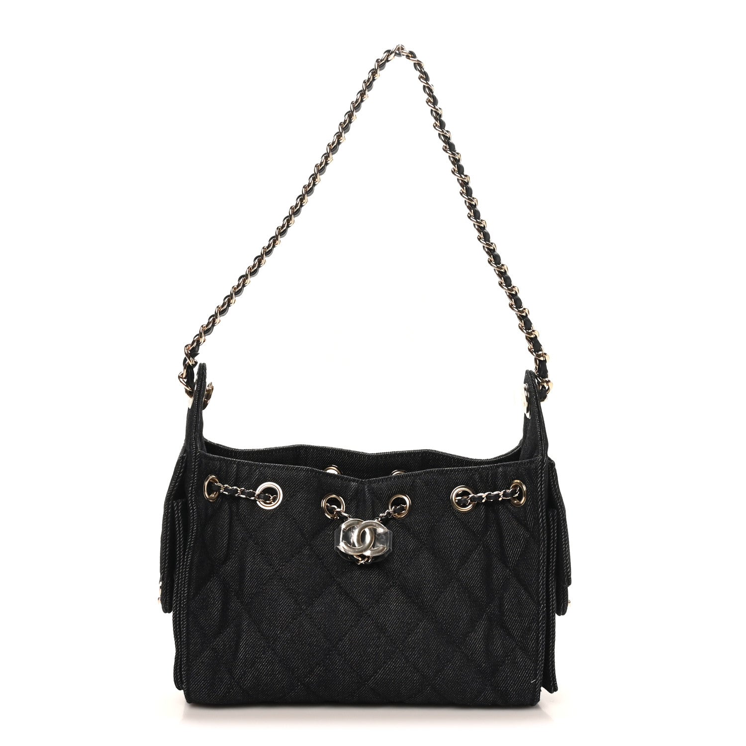 Chanel Denim Quilted Mini Chanel 25 Handbag Dark Blue