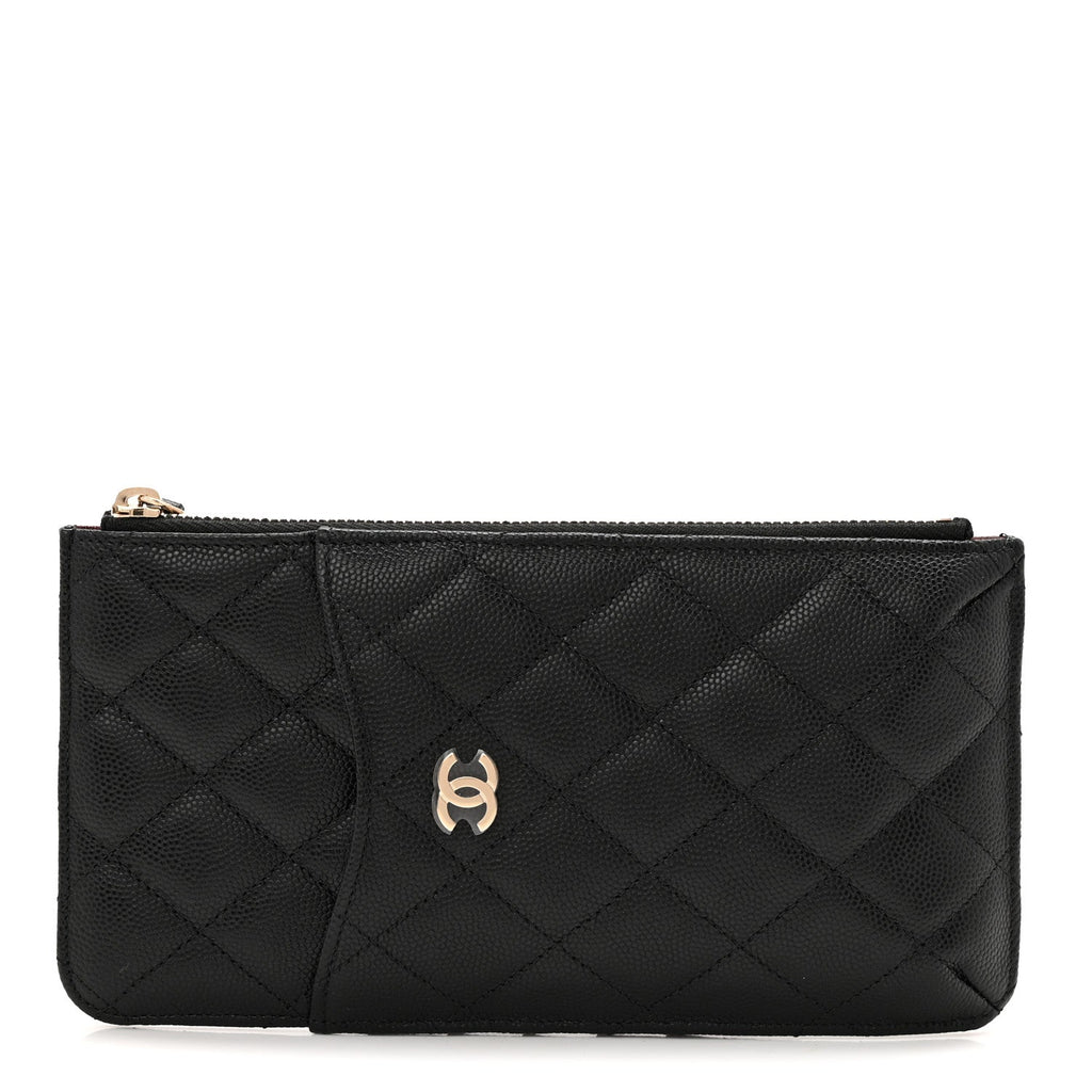 Caviar Quilted Classic iPhone Pouch Black