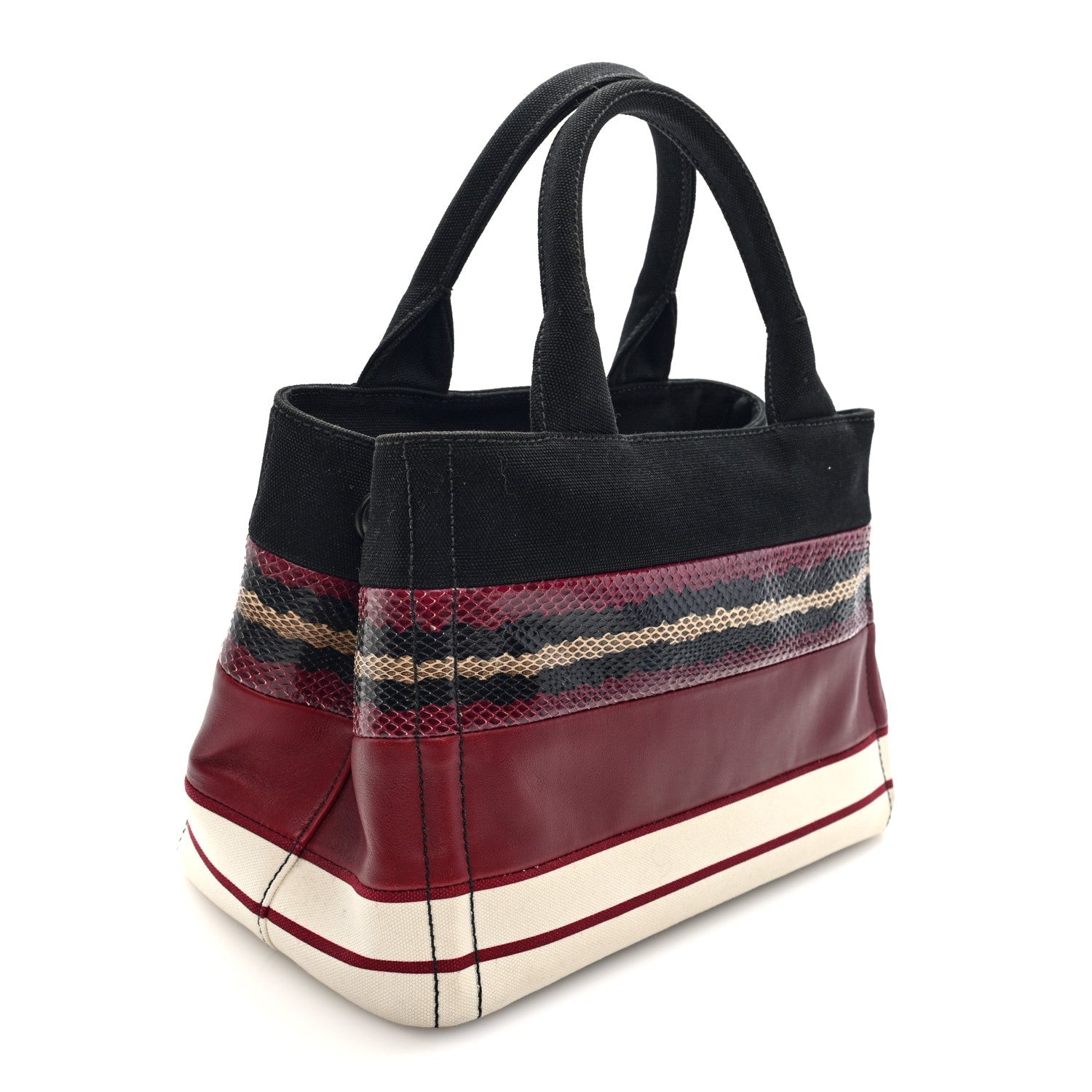 Prada Patch Righe Mix Tote Cerise