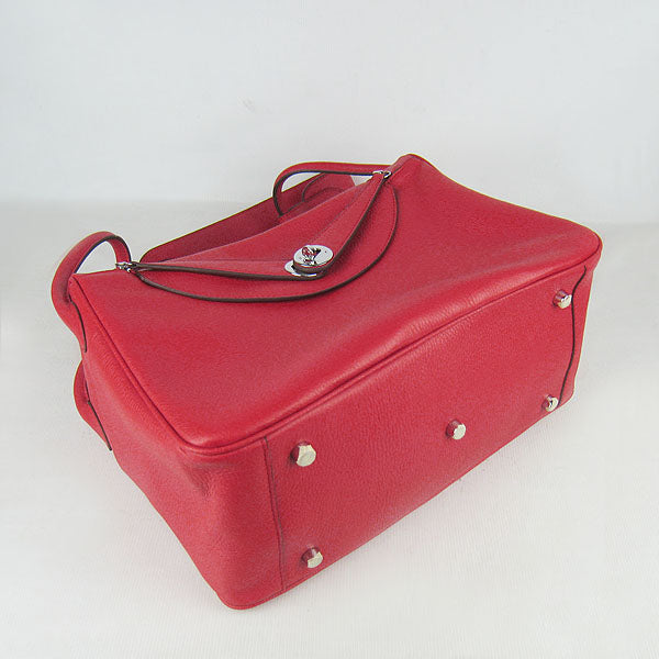Hermes Lindy 34cm Handbag 6208 Red Silver