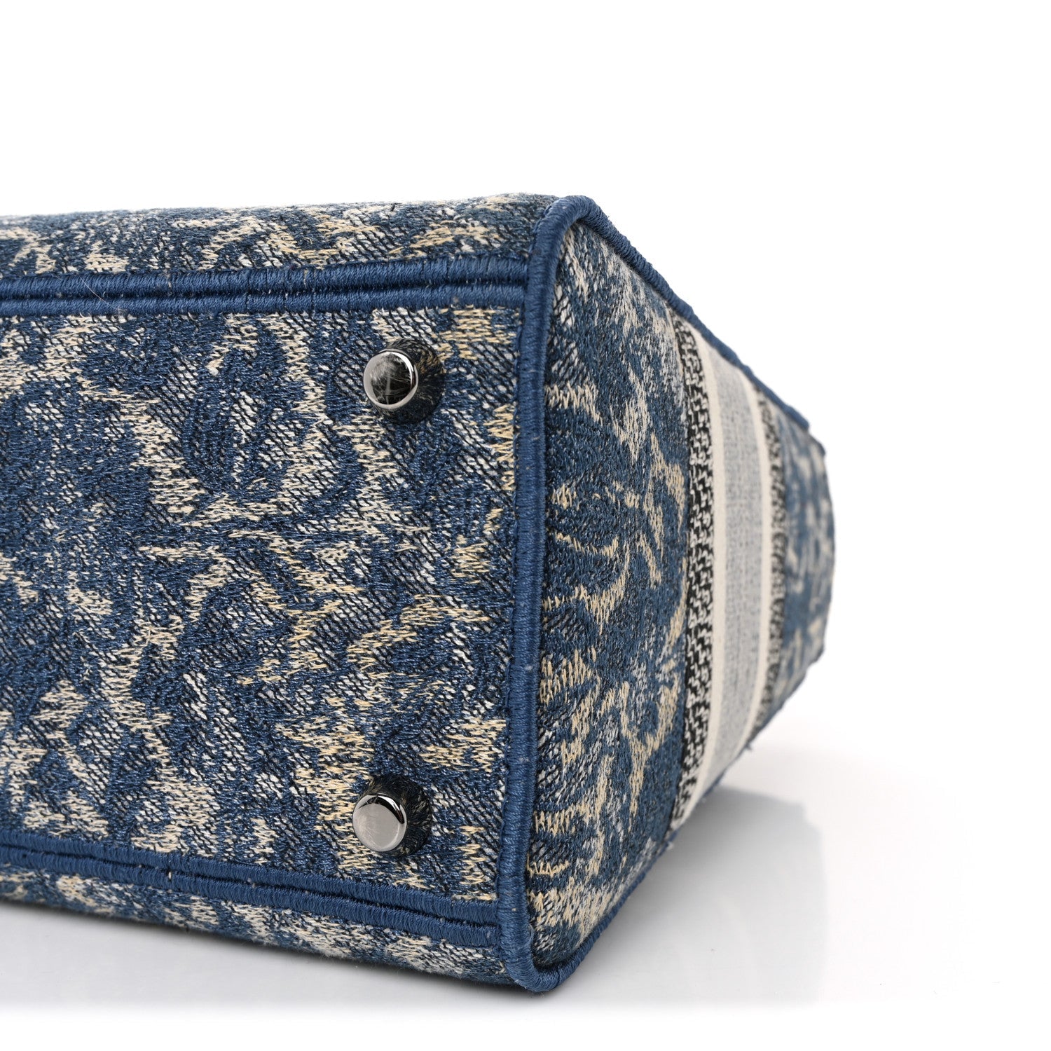 Christian Dior Canvas Embroidered Brocart Medium Lady D-Lite Blue