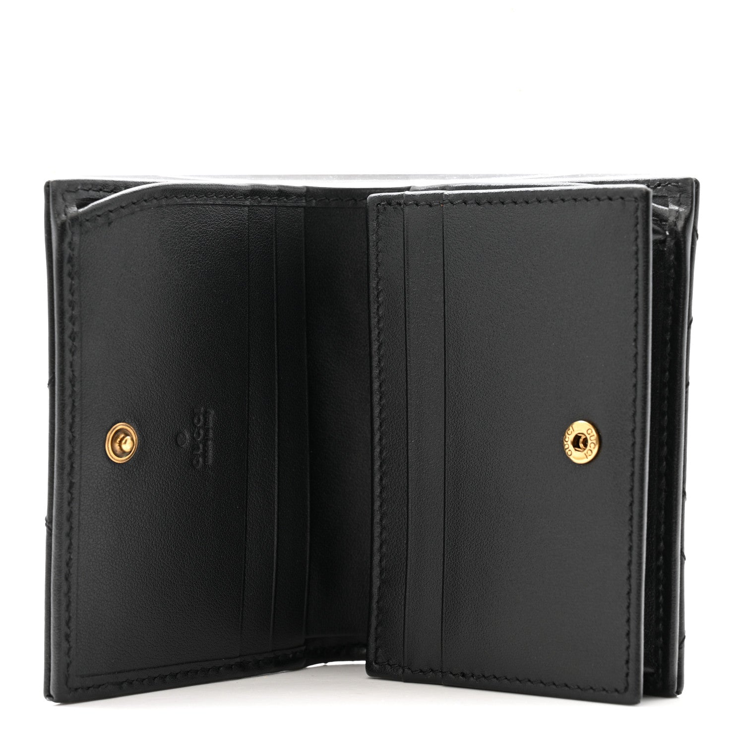 Gucci Calfskin Matelasse GG Marmont Card Case Wallet Black