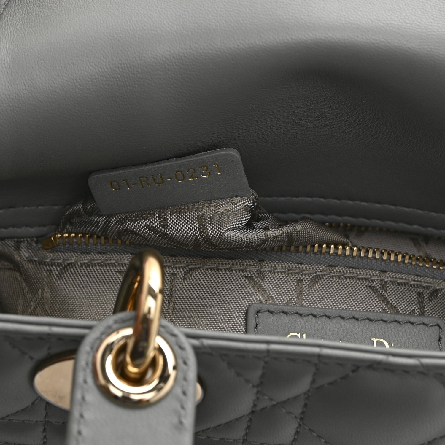 Christian Dior Lambskin Cannage Small My ABCDior Lady Dior Grey