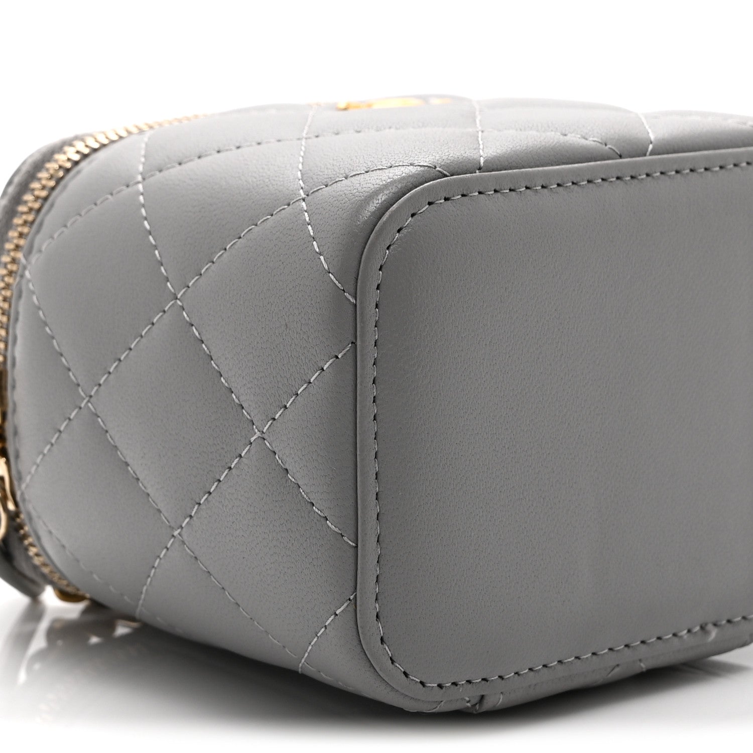 Chanel Lambskin Quilted Pearl Crush Mini Vanity Case With Chain Light Purple
