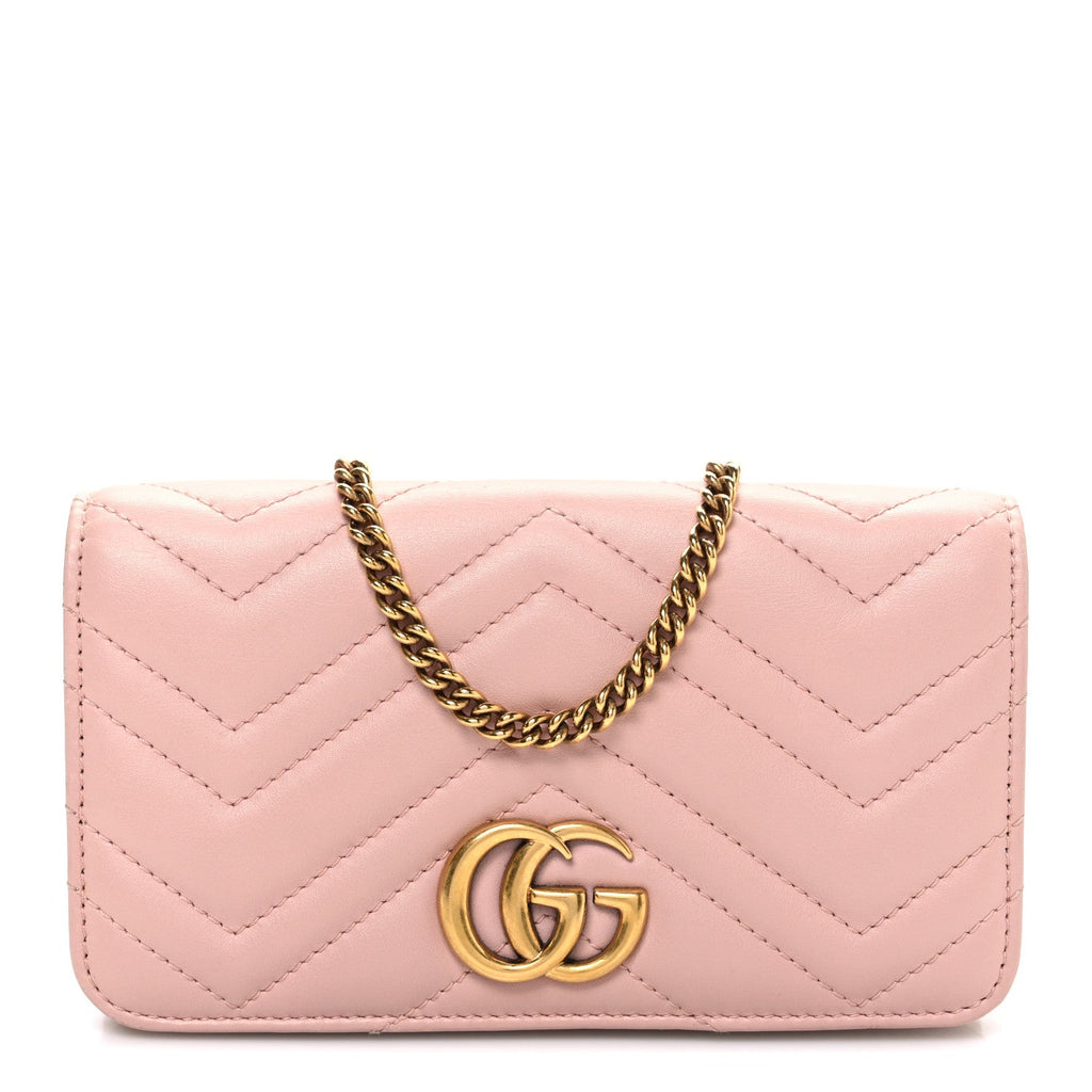Gucci Calfskin Matelasse GG Marmont Mini Bag  Perfect Pink