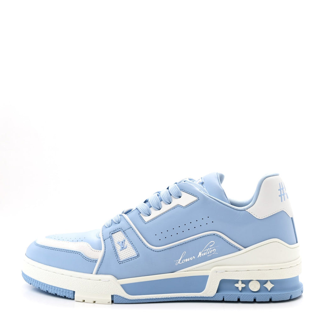 Louis Vuitton Calfskin Mens LV Trainer Sneakers 9 Blue