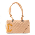 Chanel Calfskin Quilted Cambon Quilted Large Bowler Beige