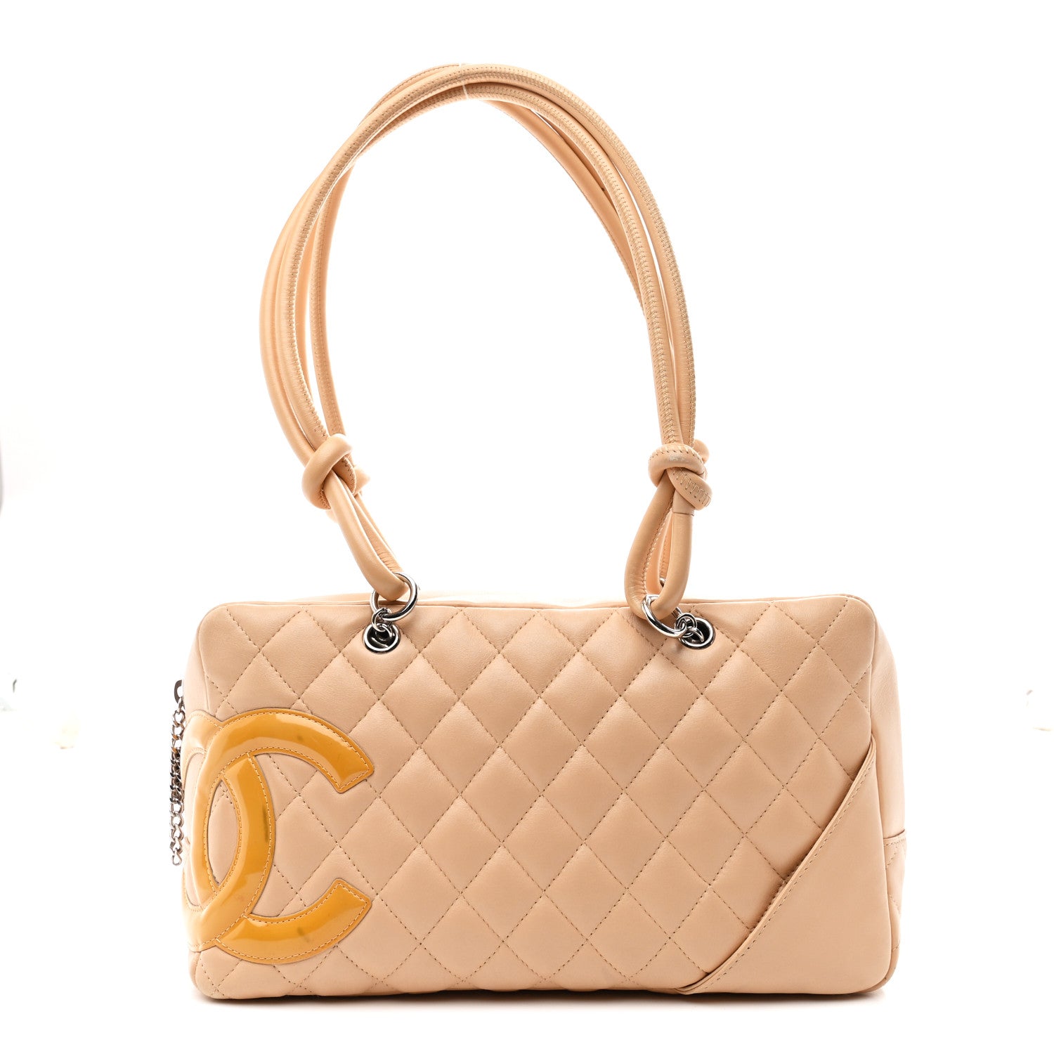 Chanel Calfskin Quilted Cambon Quilted Large Bowler Beige