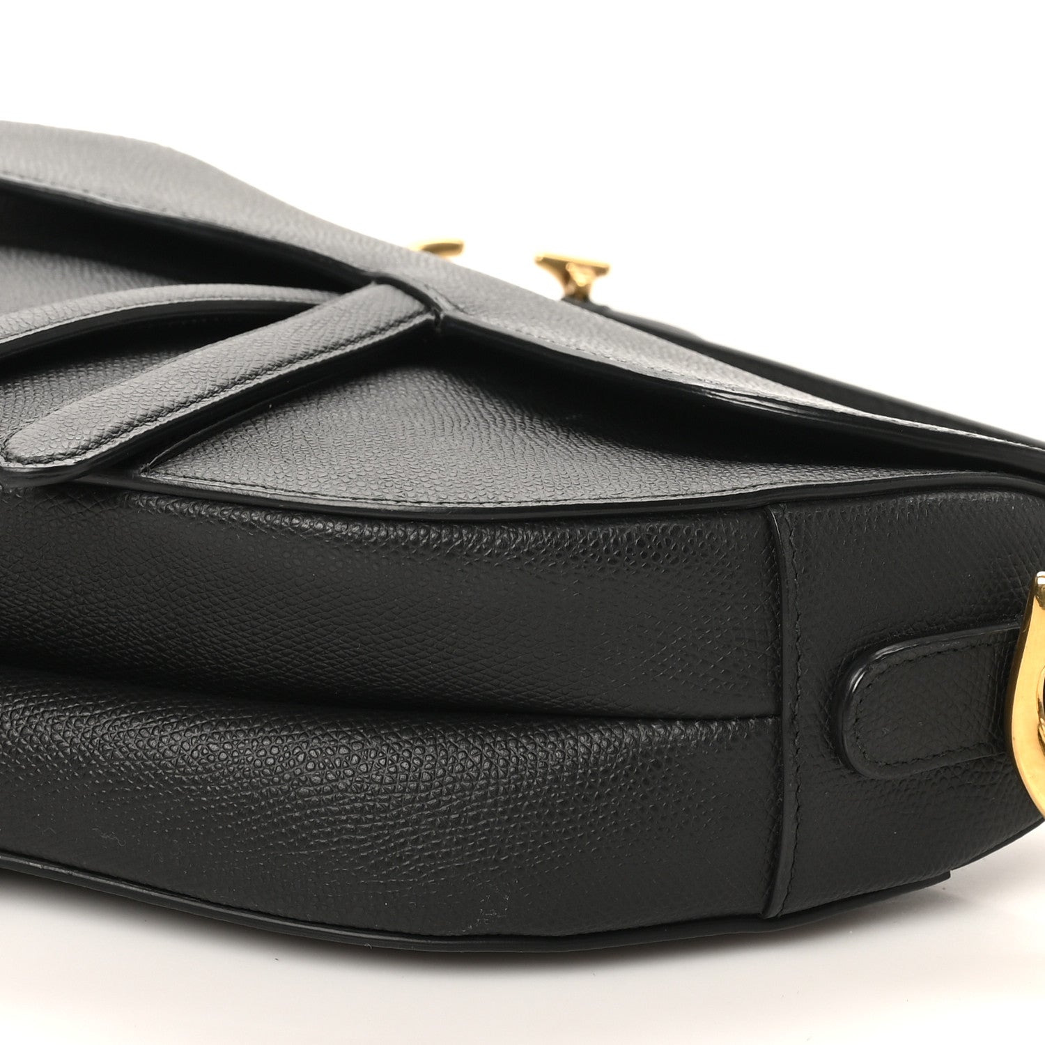 Christian Dior Grained Calfskin Saddle Bag Black