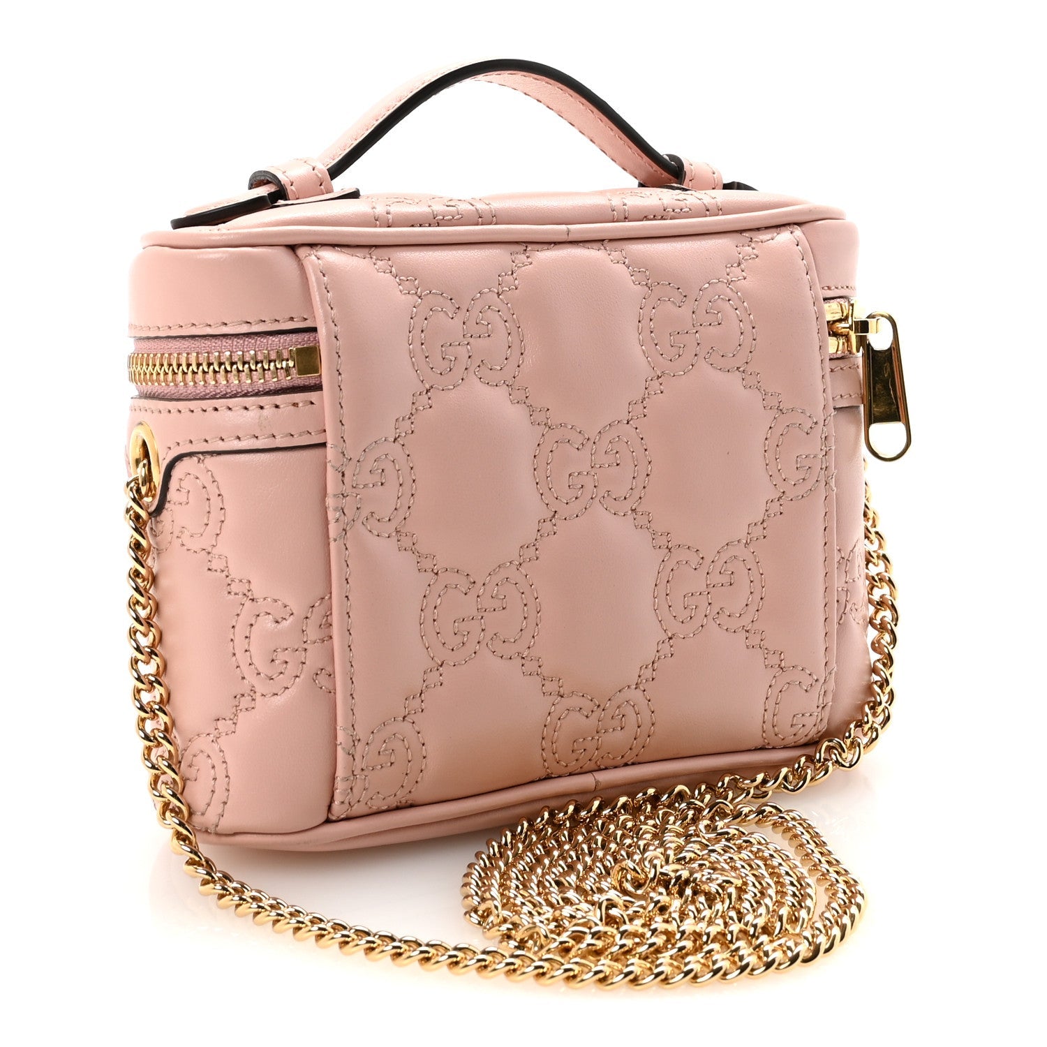 Gucci Calfskin GG Matelasse Mini Top Handle Bag Perfect Pink