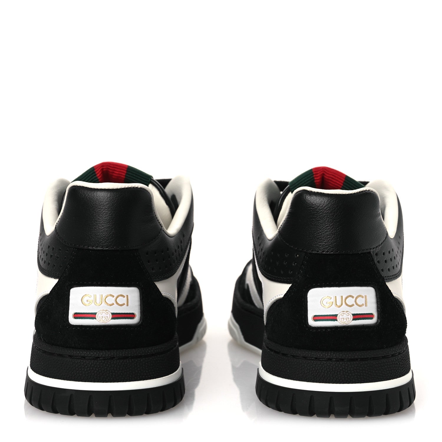 Gucci Calfskin Suede GG Monogram Re-Web Womens Sneakers 38 White Black