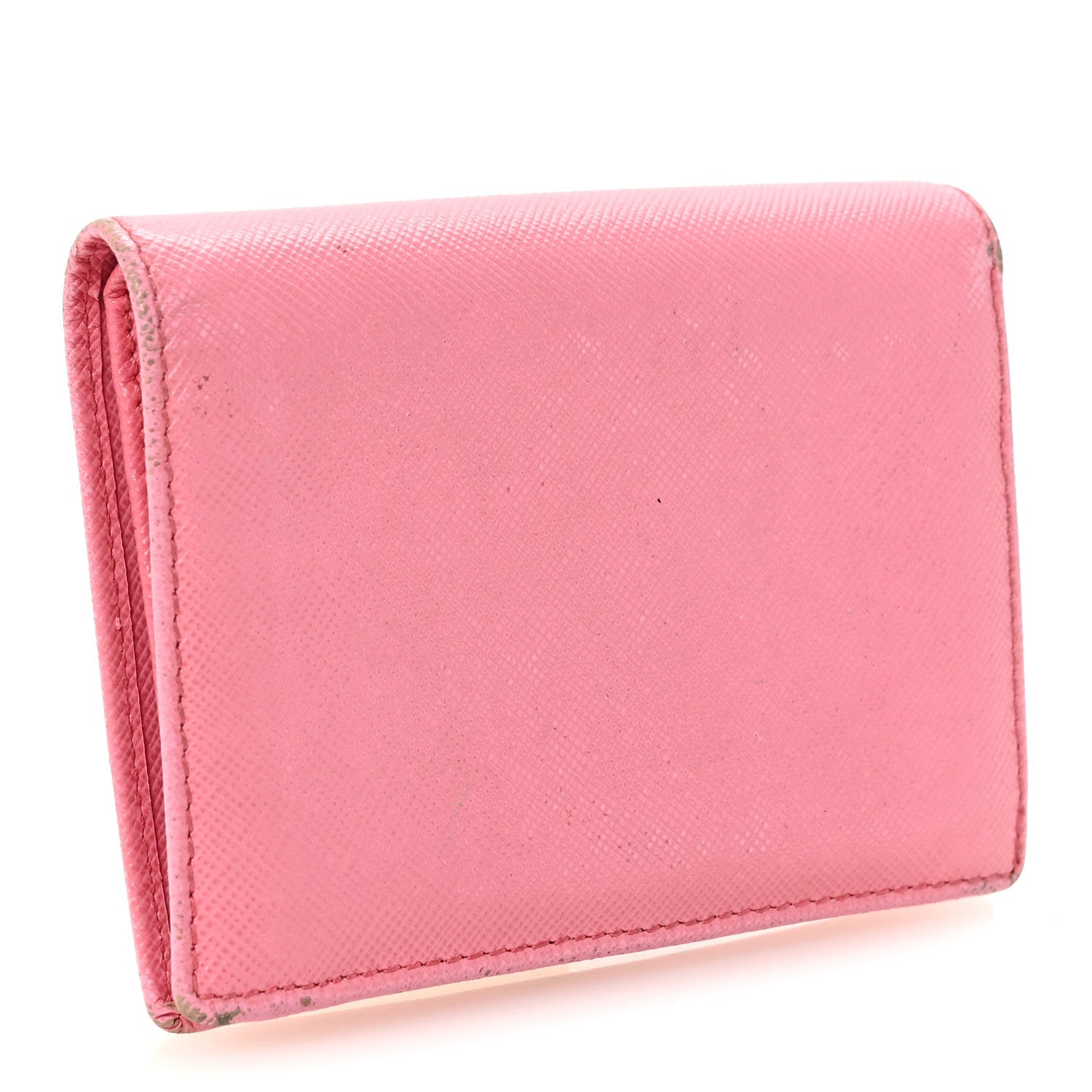 Prada Saffiano Metal Compact Snap Bi-Fold Wallet Geranio