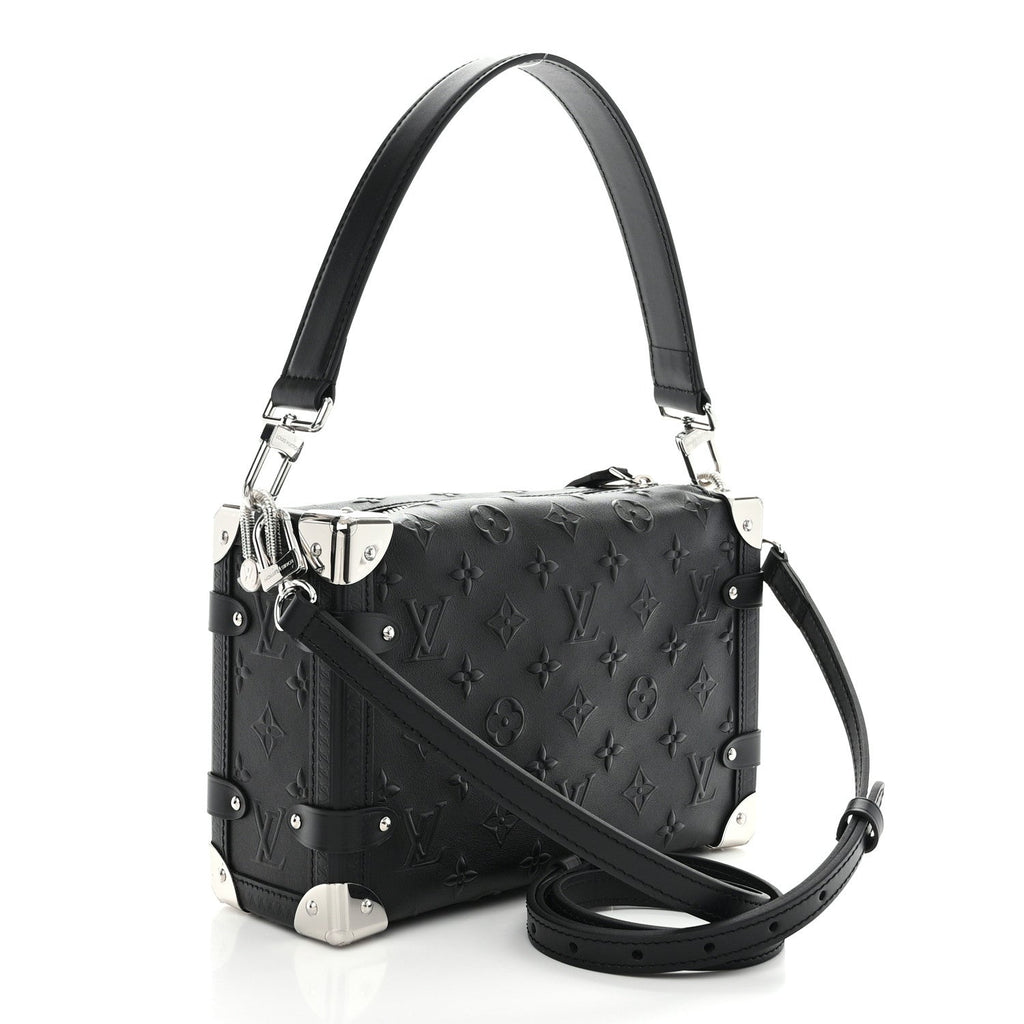 Louis Vuitton Calfskin Debossed Monogram Side Trunk Black