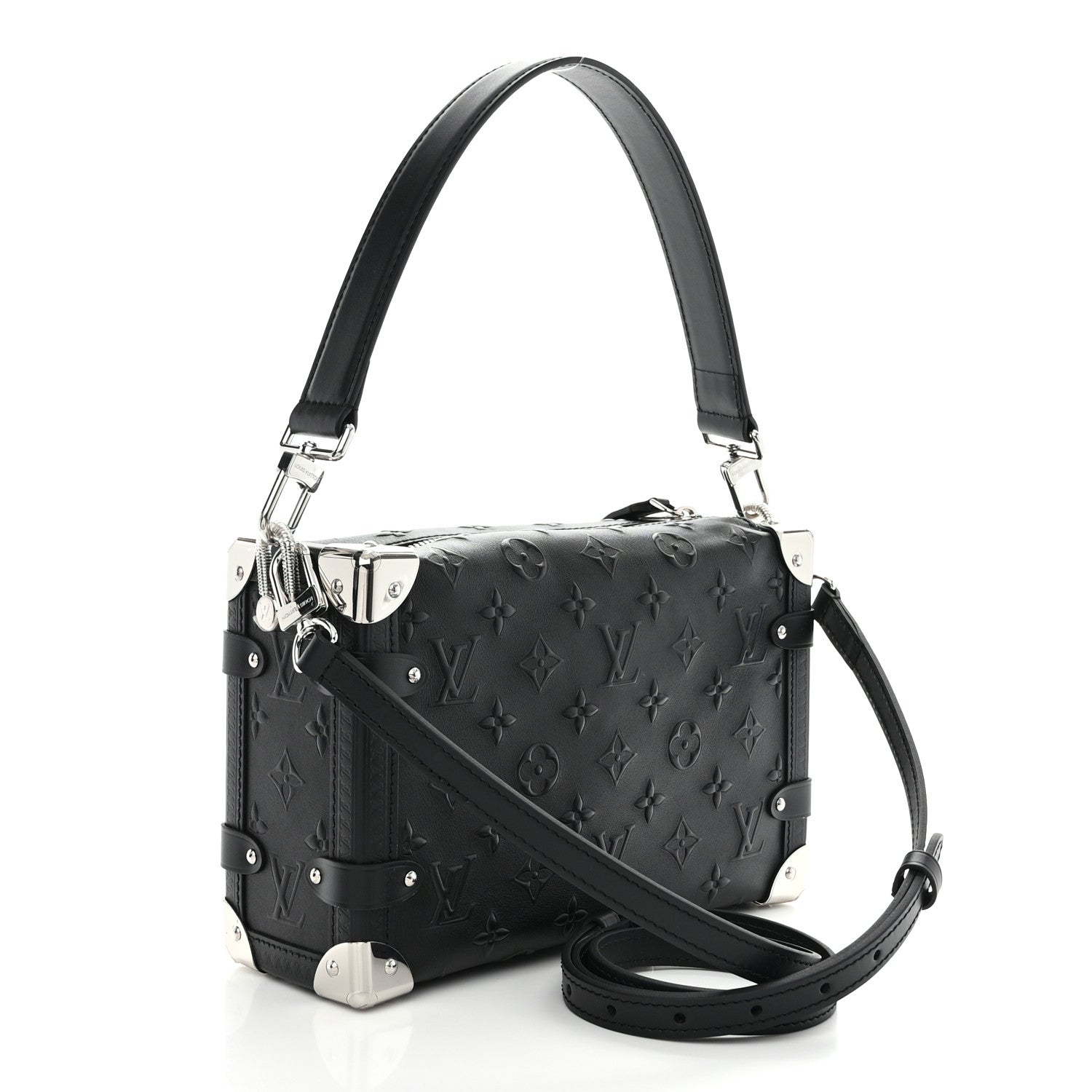 Louis Vuitton Calfskin Debossed Monogram Side Trunk Black