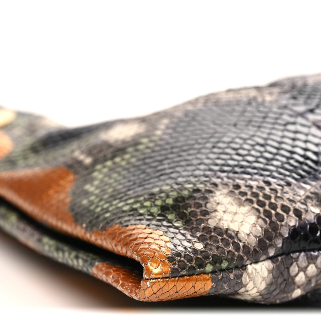 Gucci Snakeskin Medium 1970 Shoulder Bag Black Multicolor