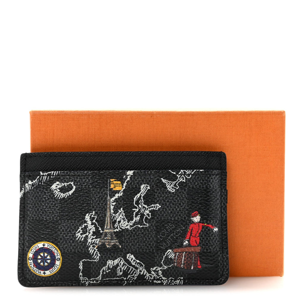 Louis Vuitton Damier Graphite World Map Porte Cartes Simple