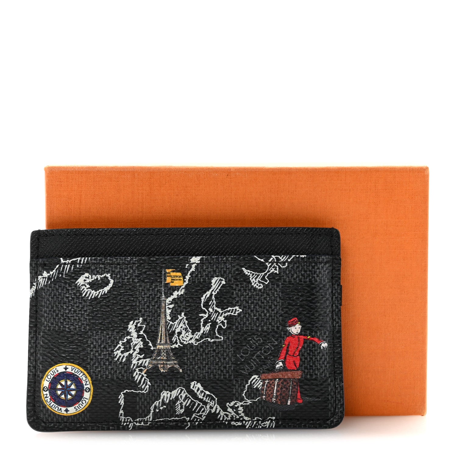 Louis Vuitton Damier Graphite World Map Porte Cartes Simple