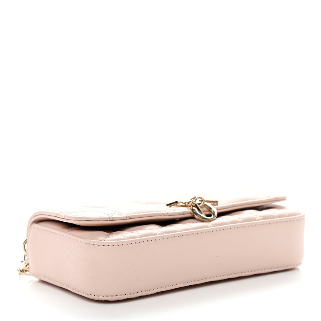 Christian Dior Lambskin Cannage Dior Talk Phone Pouch Rose Poudre