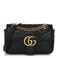 Gucci Calfskin Matelasse Mini GG Marmont Shoulder Bag Black