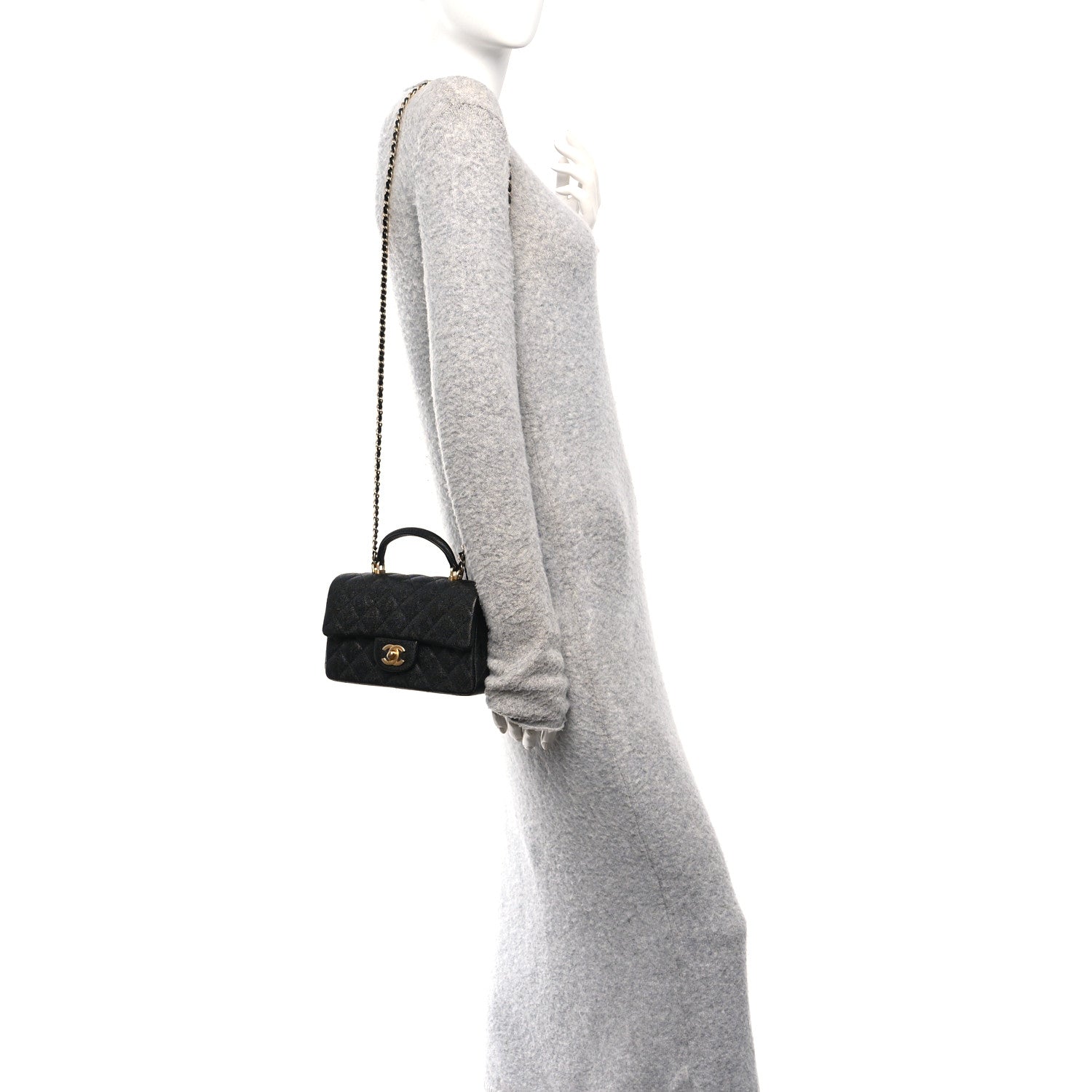 Chanel Caviar Quilted Mini Top Handle Rectangular Flap Black