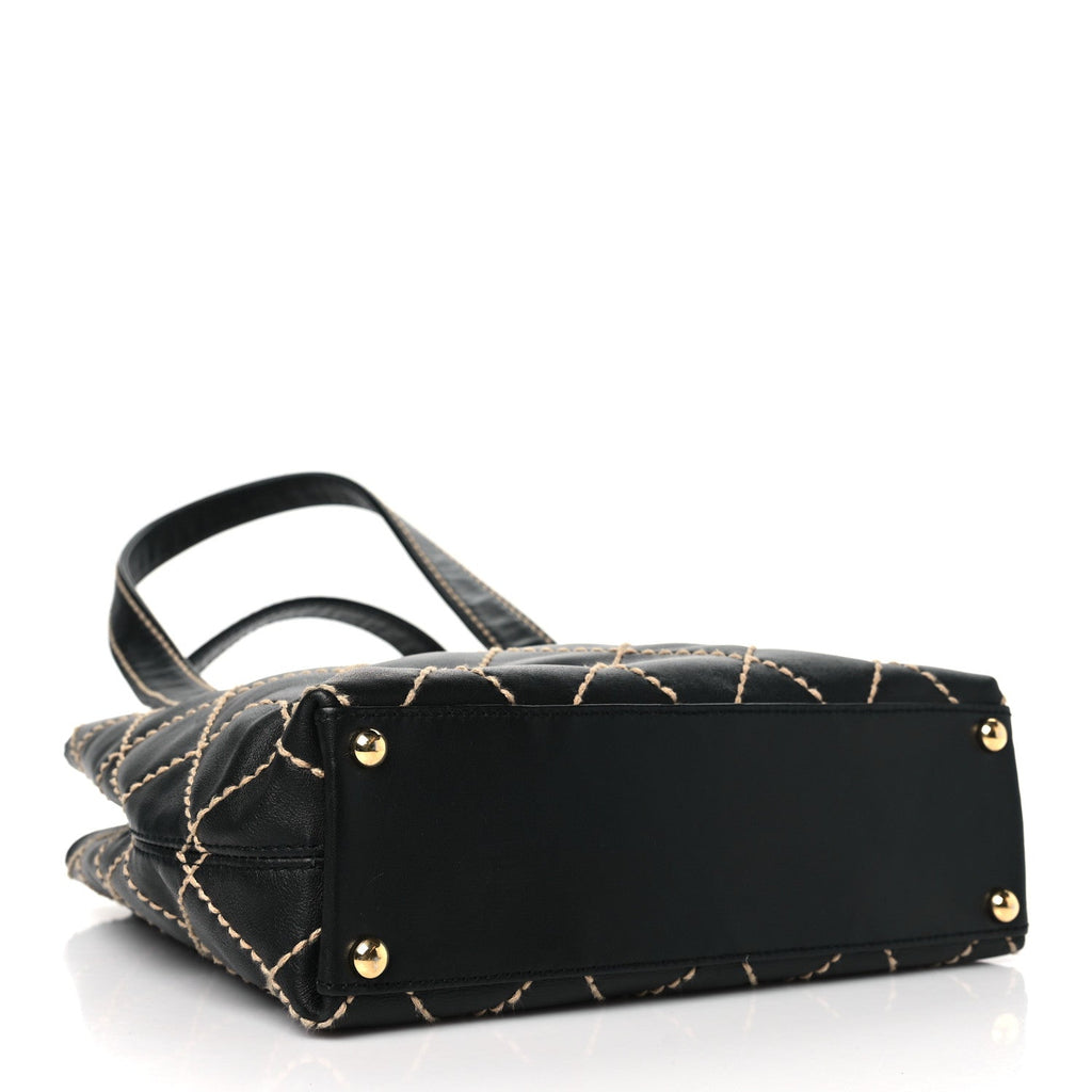 Chanel Calfskin Stitch Small Surpique Tote Black