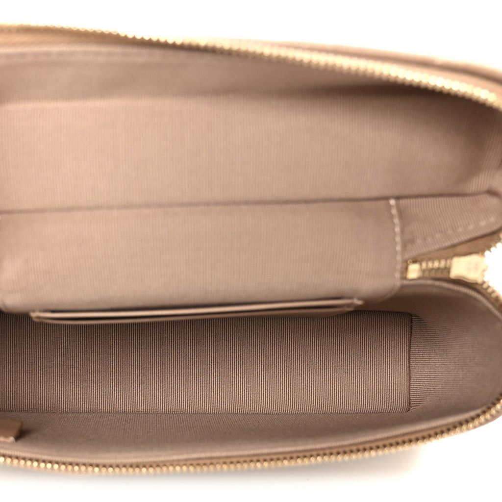 Chanel Caviar Quilted Top Handle Slim Vanity With Chain Dark Beige