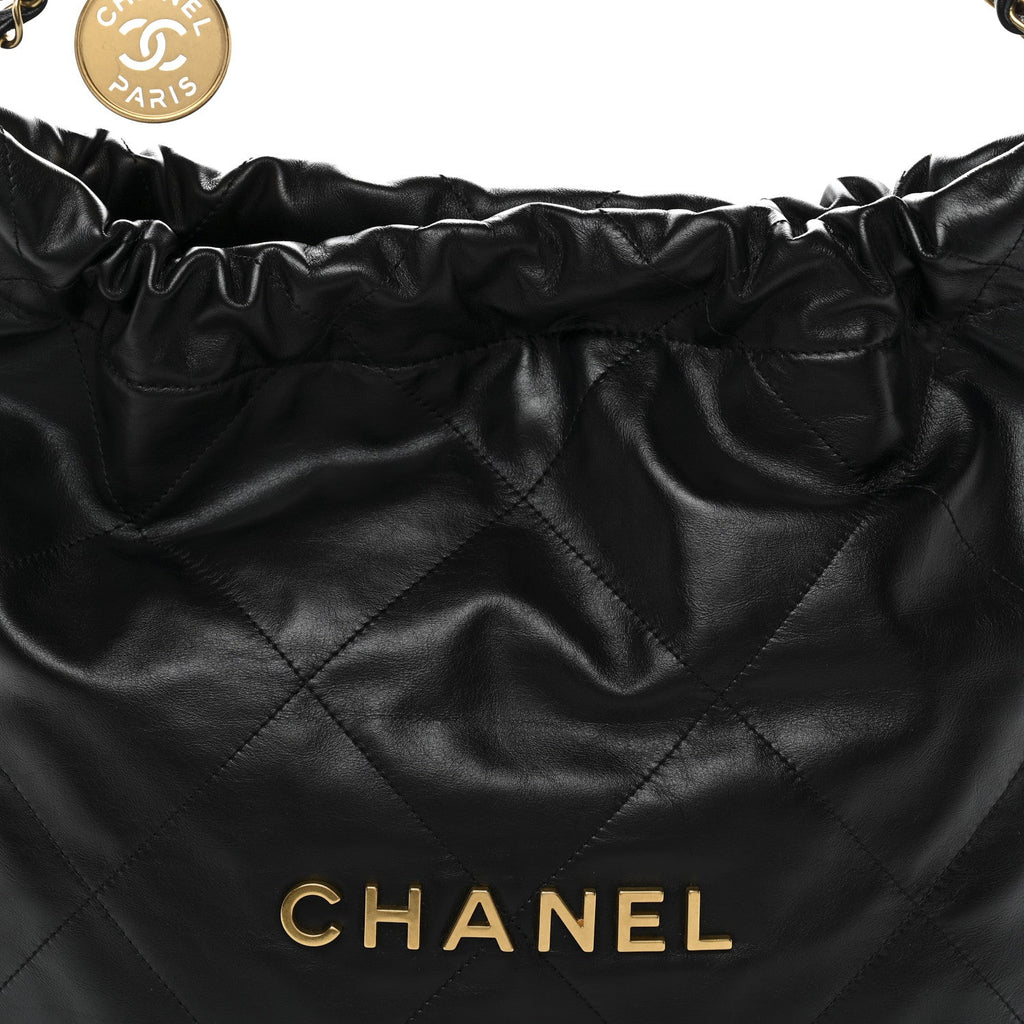 Chanel Shiny Calfskin Quilted Small Chanel 22 Black