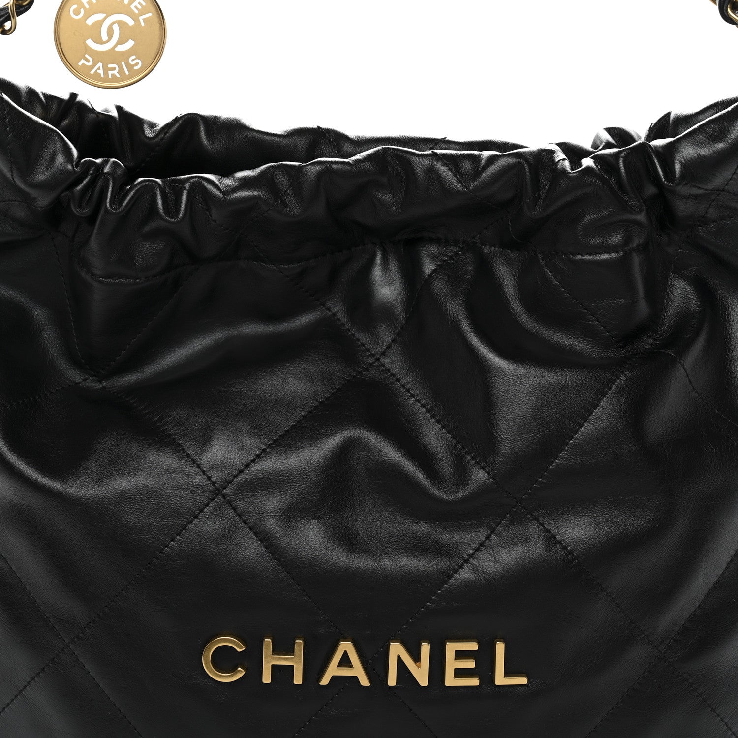 Chanel Shiny Calfskin Quilted Small Chanel 22 Black