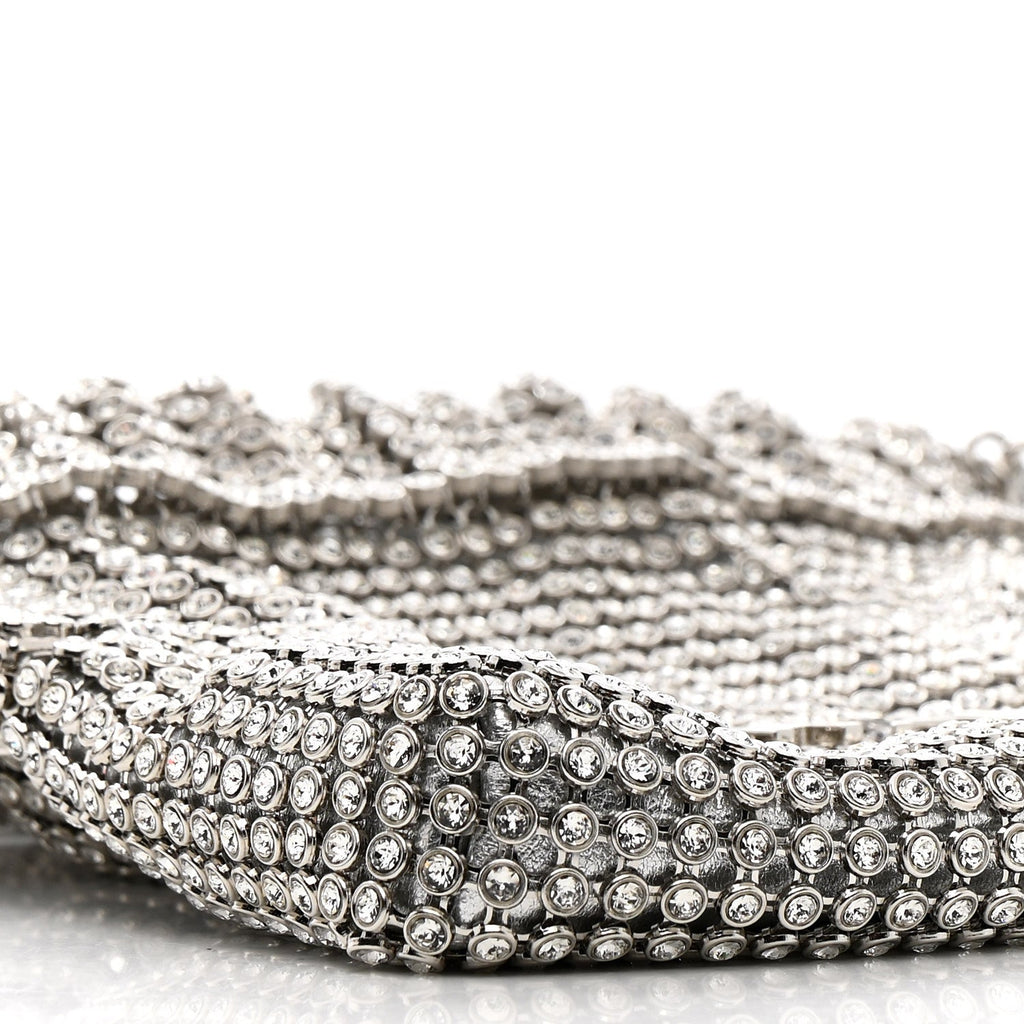 Chanel Crystal Embellished Metallic Lambskin Mini Chanel 22 Silver