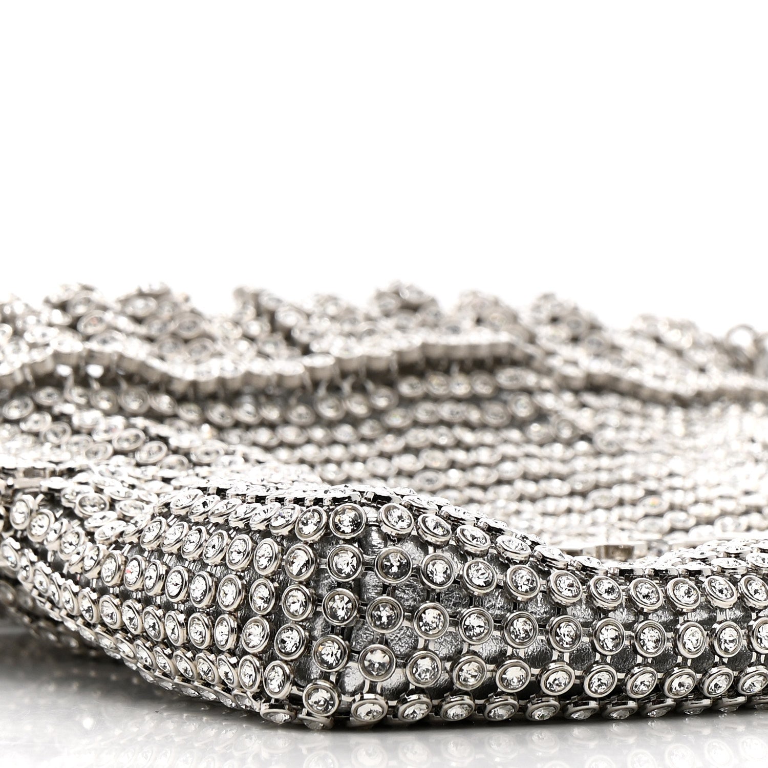 Chanel Crystal Embellished Metallic Lambskin Mini Chanel 22 Silver
