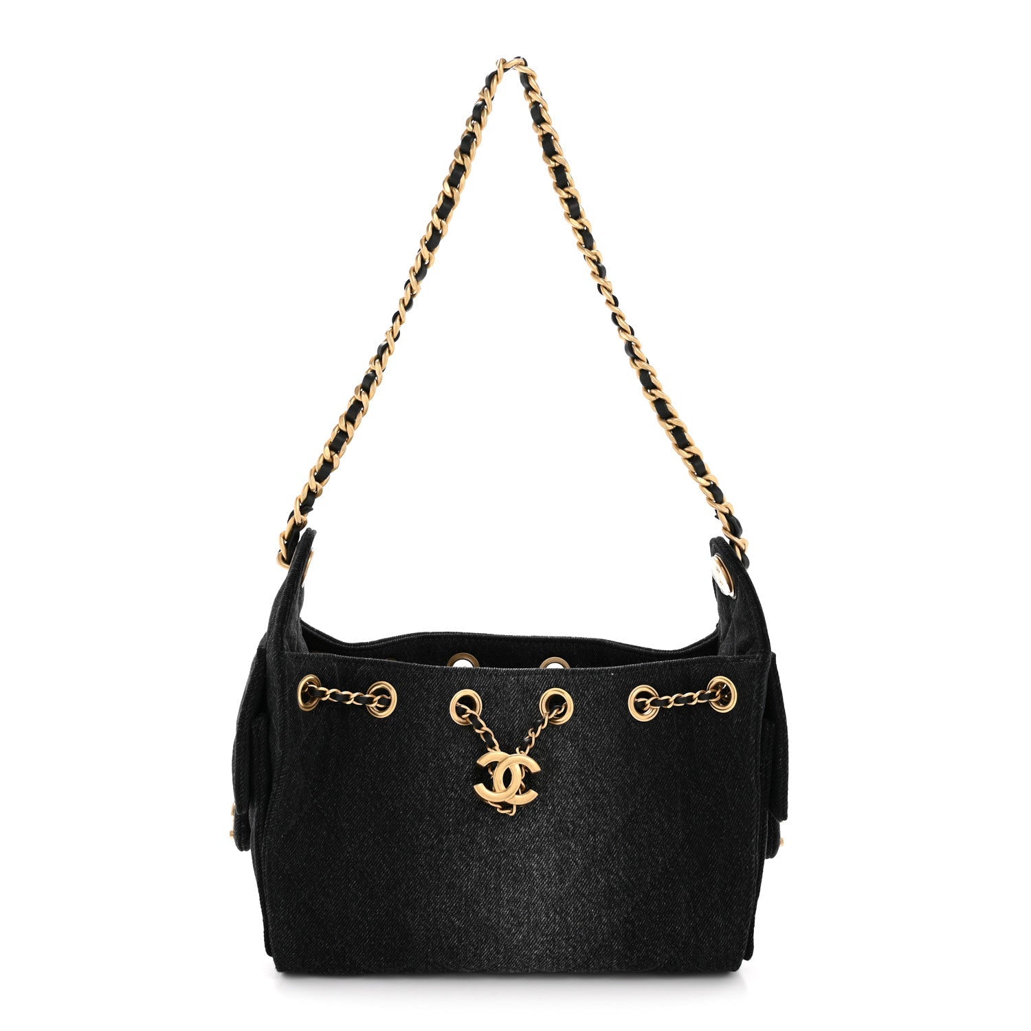 Chanel Washed Denim Quilted Mini Chanel 25 Handbag Black