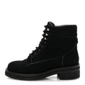 Chanel Tweed Lace Up Short Boots 37 Black