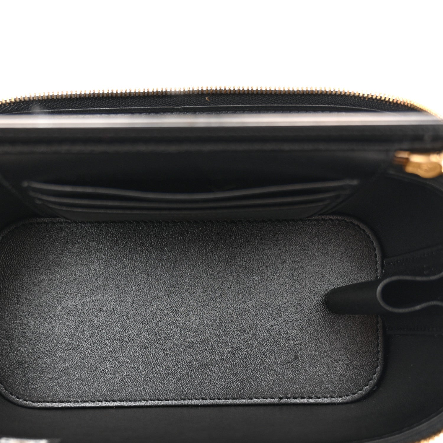 Chanel Lambskin Enamel Quilted Small Coco Hearts Vanity Case With Chain Black