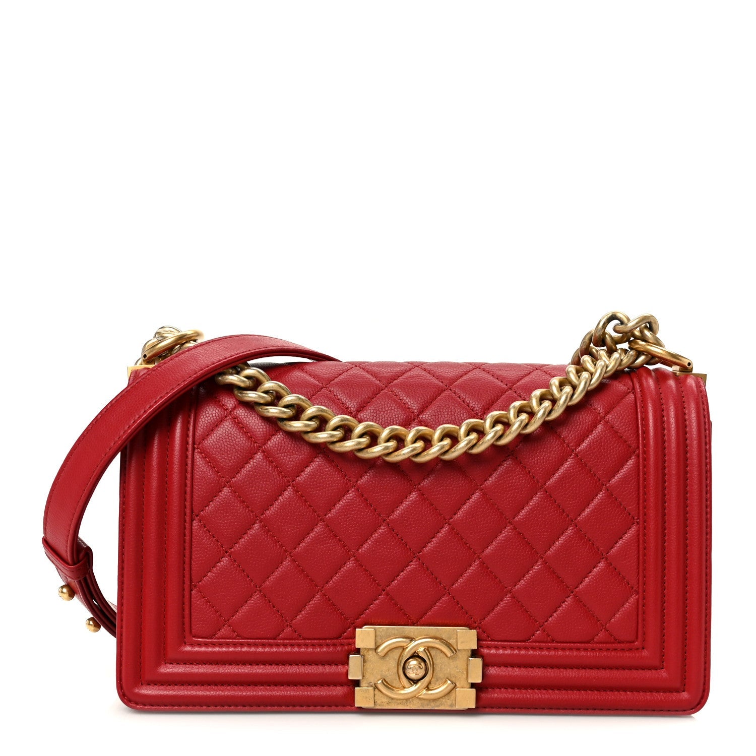 Chanel Caviar Quilted Medium Boy Flap Red