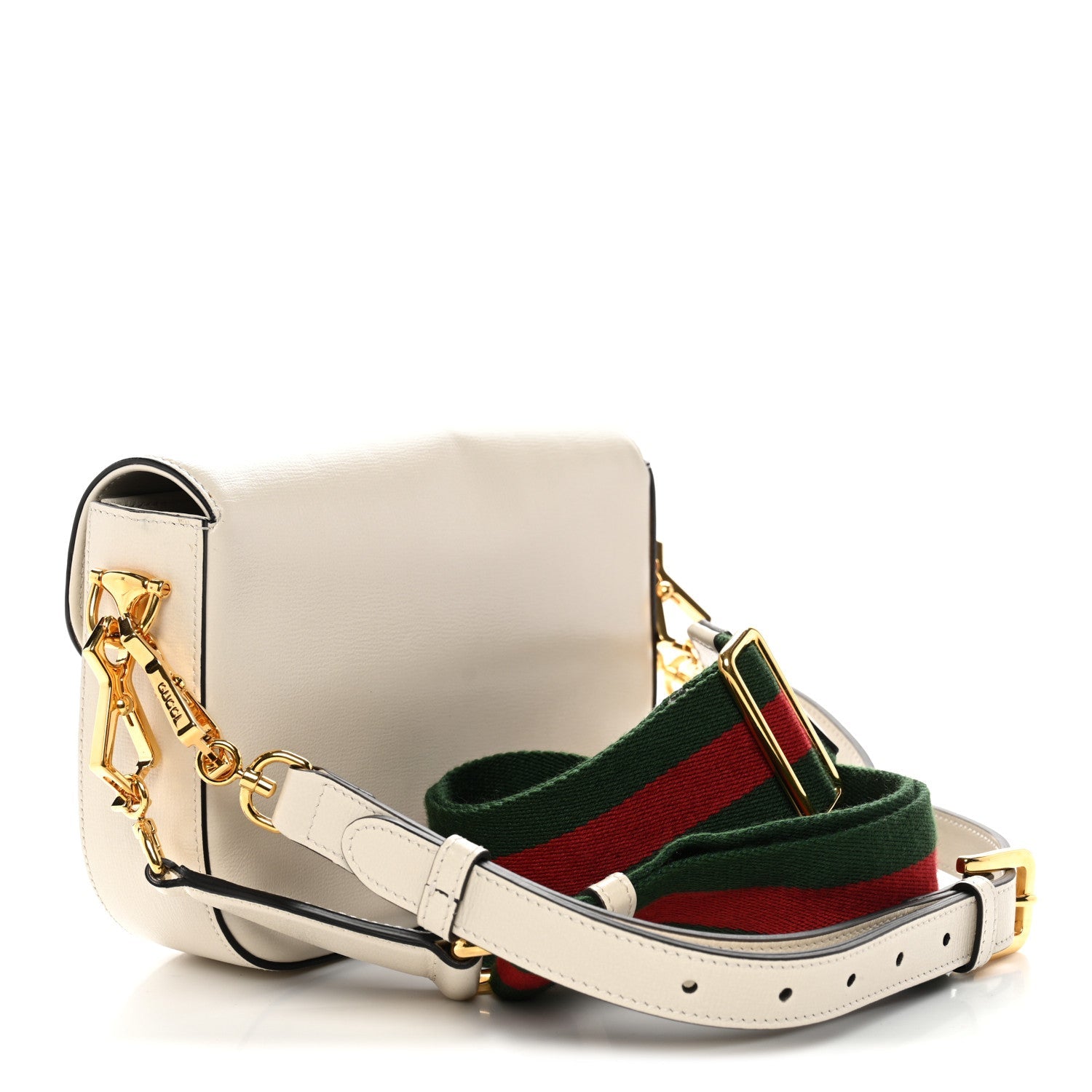 Gucci Azalea Calfskin Web Mini Horsebit 1955 Shoulder Bag Mystic White
