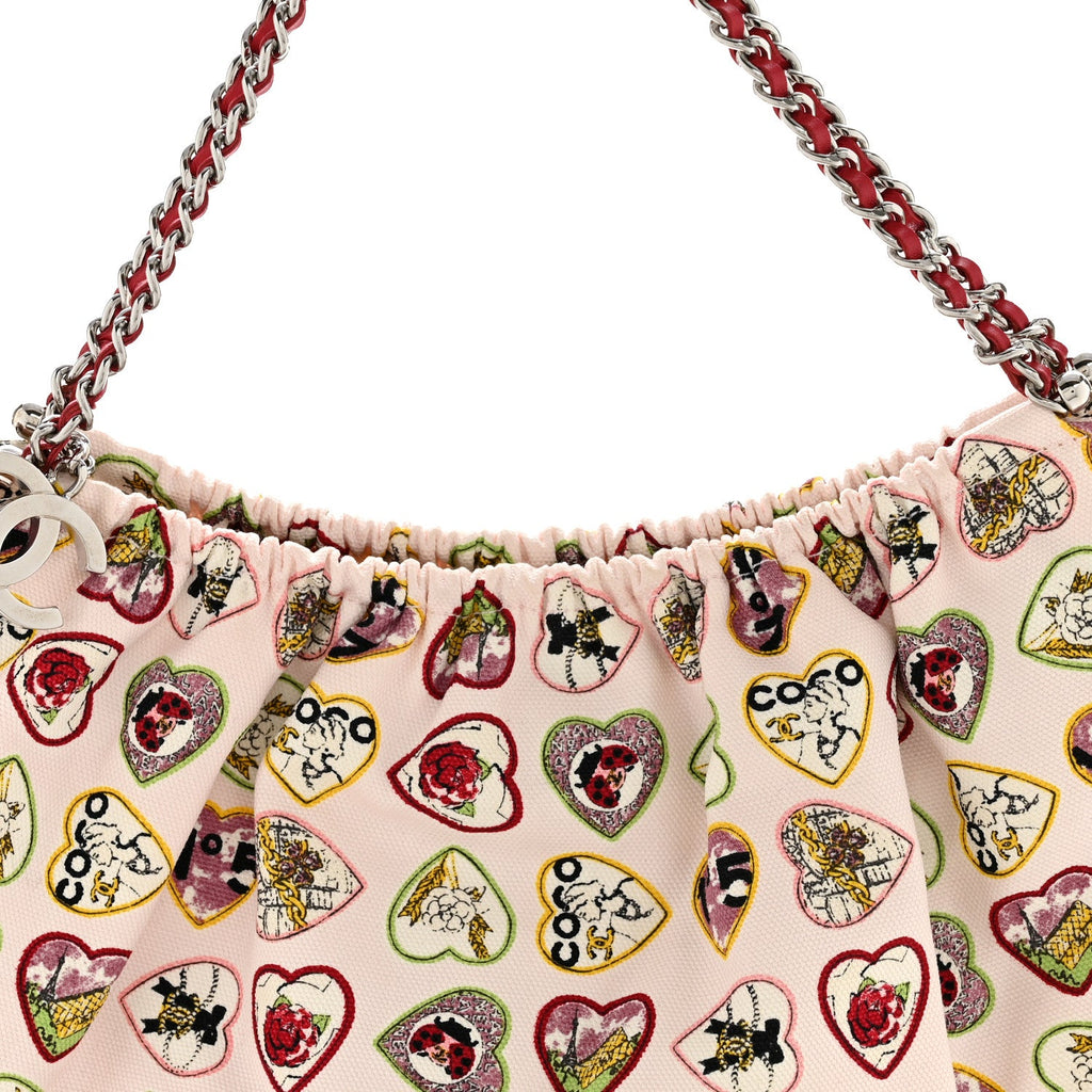 Chanel Canvas Coco Hearts Shoulder Bag Pink