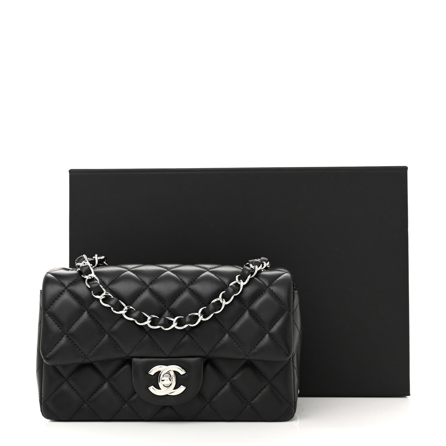 Chanel Lambskin Quilted Mini Rectangular Flap Black