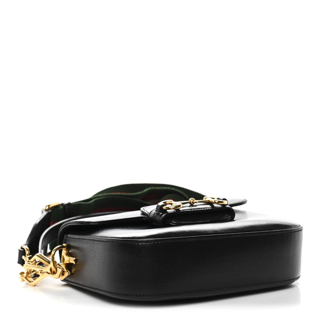 Gucci Azalea Calfskin Web Mini Horsebit 1955 Shoulder Bag Black
