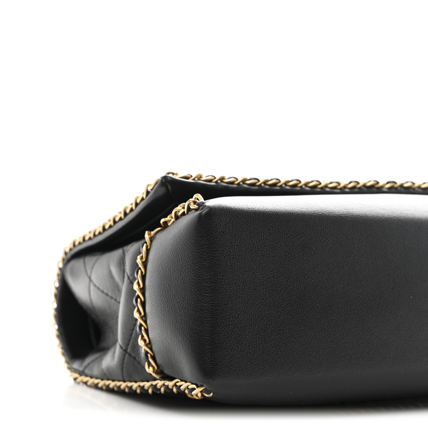 Chanel Calfskin Stitched Chain Flap Black